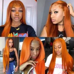 Ginger Orange Straight Wig Glueless HD Lace Front Wigs Human Hair For Women 18 Ginger Orange Straight Wig Glueless HD Lace Front Wigs Human Hair For Women -Ethereal Hair Shop gingercolorwig