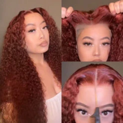 Reddish Brown Curly Glueless Wig Pre-plucked 8x5 Pre Cut HD Lace Wig Quick & Easy 15 Reddish Brown Curly Glueless Wig Pre-plucked 8x5 Pre Cut HD Lace Wig Quick & Easy -Ethereal Hair Shop gluelesscurlywig 33