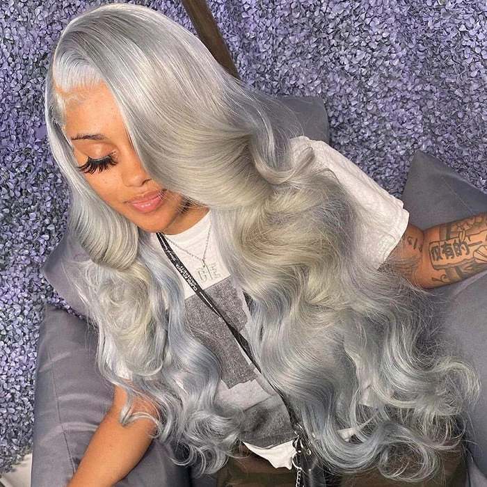 Grey Human Hair Wig 13x4 HD Lace Frontal Wig Colored Human Hair Wigs For Women 3 Grey Human Hair Wig 13x4 HD Lace Frontal Wig Colored Human Hair Wigs For Women