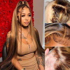 4/27 Highlights Honey Blonde Wig 13*4 HD Lace Front Human Hair Colored Wigs For Women 18 4/27 Highlights Honey Blonde Wig 13*4 HD Lace Front Human Hair Colored Wigs For Women -Ethereal Hair Shop highlight deep wave lace wig 7
