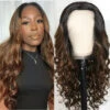 Body Wave V/U Part Wigs Highlight Balayage Colored Virgin Human Hair Glueless Wigs Beginner Friendly 2 Body Wave V/U Part Wigs Highlight Balayage Colored Virgin Human Hair Glueless Wigs Beginner Friendly -Ethereal Hair Shop highlight balayage body wave virgin human hair shadow root wigs 1