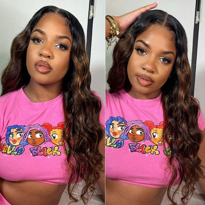 Body Wave V/U Part Wigs Highlight Balayage Colored Virgin Human Hair Glueless Wigs Beginner Friendly 9 Body Wave V/U Part Wigs Highlight Balayage Colored Virgin Human Hair Glueless Wigs Beginner Friendly - Image 7