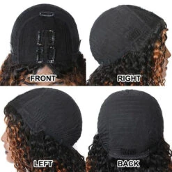 V/U Part Wig Curly Balayage Highlight Color Wigs Human Hair Beginner Friendly No Lace 16 V/U Part Wig Curly Balayage Highlight Color Wigs Human Hair Beginner Friendly No Lace -Ethereal Hair Shop highlight balayage curly virgin human hair wigs 10