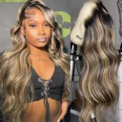 M1B/27 Balayage Highlight 13x6 Full Lace Frontal Human Hair Pre Plucked Natural Hairline Glusless Wigs -Ethereal Hair Shop highlightbodywavewig2 720x 11b3923c cf33 47ae 9989 5e3239988cad