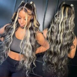M1B/27 Balayage Highlight 13x6 Glueless HD Lace Front Wig Body Wave Straight Pre Plucked Colored Human Hair Wigs
