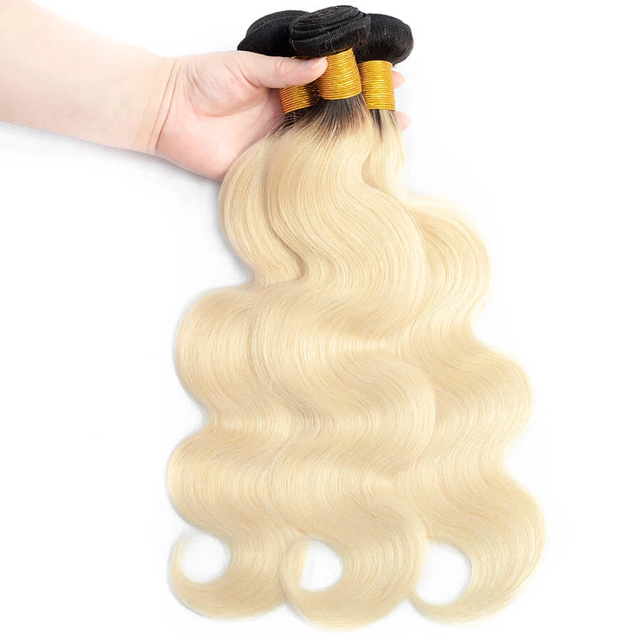 T1b/613 Ombre Blonde Human Hair Weave Brazilian Body Wave 3 Bundles 5 T1b/613 Ombre Blonde Human Hair Weave Brazilian Body Wave 3 Bundles - Image 3