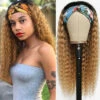 #27 Honey Blonde Headband Wigs Deep Wave Virgin Human Hair 2 #27 Honey Blonde Headband Wigs Deep Wave Virgin Human Hair -Ethereal Hair Shop honey blonde deep wave headband wig