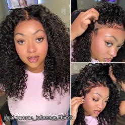 Glueless Pull Go Drawstring Curly Wig With 4C Curly Edge Hairline 13x4 13x6 HD Lace Human Hair Wigs 220%Density Full Hair -Ethereal Hair Shop jai.monroe influence 1