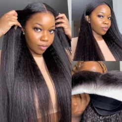Glueless Wigs Human Hair Kinky Straight Pre Cut 4x4 5x5 8x5 HD Lace Closure Wigs For Beginners 15 Glueless Wigs Human Hair Kinky Straight Pre Cut 4x4 5x5 8x5 HD Lace Closure Wigs For Beginners -Ethereal Hair Shop kinky straight 5 by 5 pre cut hd lace closure wig