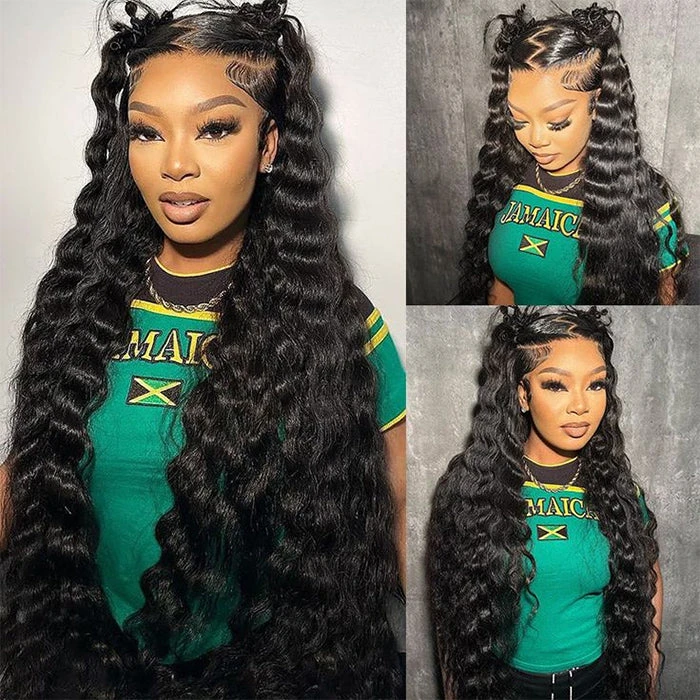 Loose Deep Wave 13*6 Full Lace Glueless Crimped Wig With Pre Bleached Lace Frontal Human Hair Wigs 3 Loose Deep Wave 13*6 Full Lace Glueless Crimped Wig With Pre Bleached Lace Frontal Human Hair Wigs