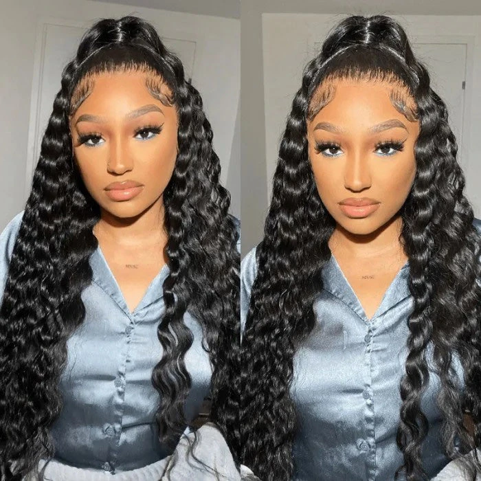 Loose Deep Wave 13*6 Full Lace Glueless Crimped Wig With Pre Bleached Lace Frontal Human Hair Wigs 10 Loose Deep Wave 13*6 Full Lace Glueless Crimped Wig With Pre Bleached Lace Frontal Human Hair Wigs - Image 8