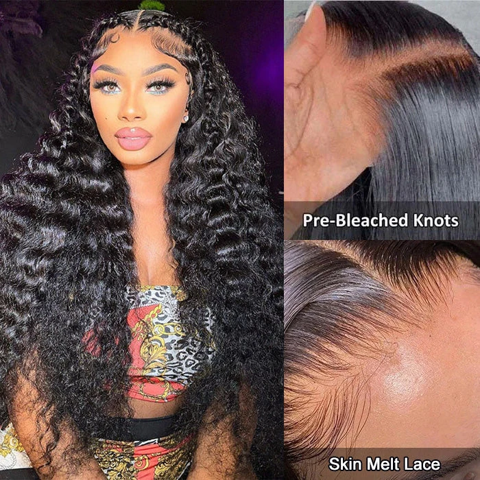 Loose Deep Wave 13*6 Full Lace Glueless Crimped Wig With Pre Bleached Lace Frontal Human Hair Wigs 4 Loose Deep Wave 13*6 Full Lace Glueless Crimped Wig With Pre Bleached Lace Frontal Human Hair Wigs - Image 2