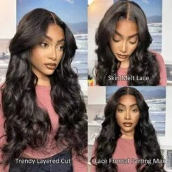 13x6 Full Lace Frontal Pre-Styled Loose Body Wave Wigs With Curtain Bangs Human Hair Pre Bleached Brailian Wigs For Women -Ethereal Hair Shop naturalblackwig