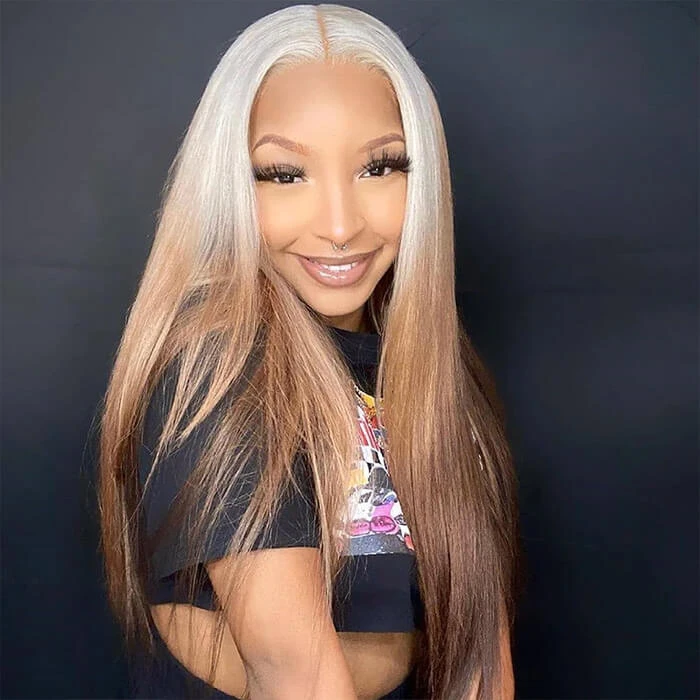 Ombre Lace Front Wig Straight Hair 613 Blonde Brown 13x4 5*5 Lace Front Human Hair Wigs 3 Ombre Lace Front Wig Straight Hair 613 Blonde Brown 13x4 5*5 Lace Front Human Hair Wigs