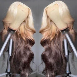 613 Blonde Ombre Lace Front Wig Brazilian Body Wave Human Hair Wigs Pre Plucked