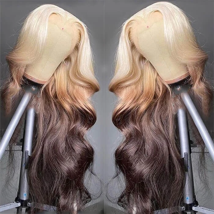 613 Blonde Ombre Lace Front Wig Brazilian Body Wave Human Hair Wigs Pre Plucked 3 613 Blonde Ombre Lace Front Wig Brazilian Body Wave Human Hair Wigs Pre Plucked