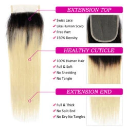 Ombre T1B/613 Blonde Brazilian Straight Hair 3 Bundles With 4*4 Closure Virgin Human Hair 12 Ombre T1B/613 Blonde Brazilian Straight Hair 3 Bundles With 4*4 Closure Virgin Human Hair -Ethereal Hair Shop ombre1b613laceclosure