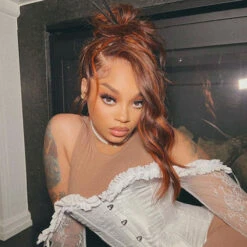 Highlight Orange Brown Lace Front Human Hair Wigs Pre Plucked 13x4 HD Lace Front Wigs For Women -Ethereal Hair Shop orangehighlight 1