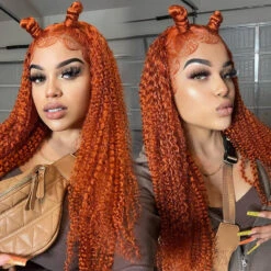 Ginger Curly Wig 13x4 HD Lace Front Wigs Colored Human Hair Lace Front Wigs With Pre Plucked 14 Ginger Curly Wig 13x4 HD Lace Front Wigs Colored Human Hair Lace Front Wigs With Pre Plucked -Ethereal Hair Shop pizazz ginger curly human hair wigs