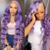13x4 Purple Color 13x4 HD Lace Front Human Hair Wigs With Baby HairGlueless Lace Wig