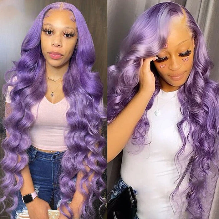 13x4 Purple Color 13x4 HD Lace Front Human Hair Wigs With Baby HairGlueless Lace Wig 3 13x4 Purple Color 13x4 HD Lace Front Human Hair Wigs With Baby HairGlueless Lace Wig