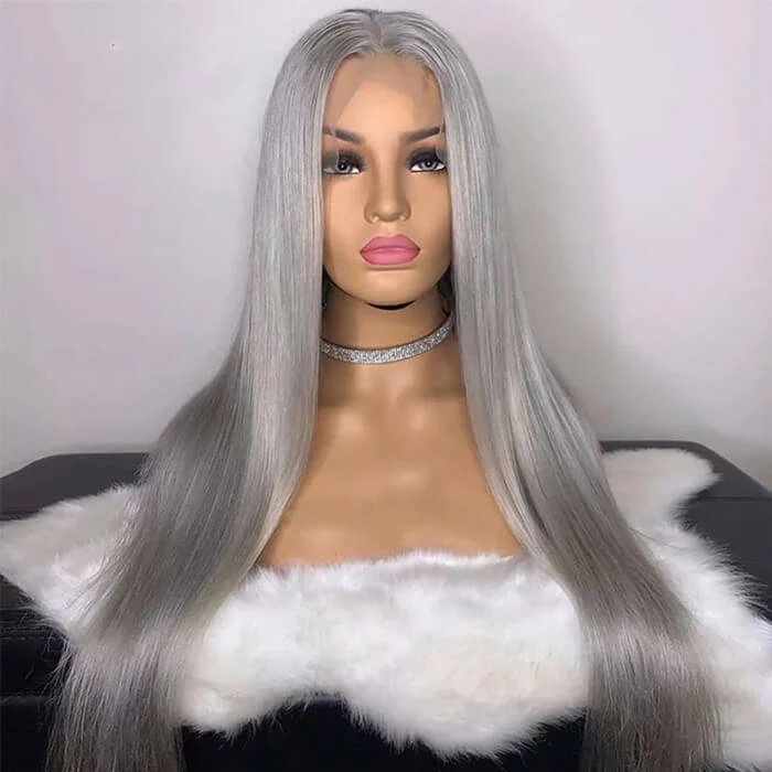 Grey Human Hair Wig 13x4 HD Lace Frontal Wig Colored Human Hair Wigs For Women 12 Grey Human Hair Wig 13x4 HD Lace Frontal Wig Colored Human Hair Wigs For Women - Image 10