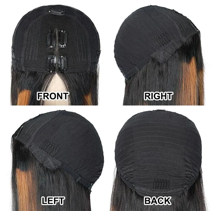 Hot Highlight Balayage Straight V/U Part Wig No Leave Out Glueless Human Hair Wigs Beginner Friendly 9 Hot Highlight Balayage Straight V/U Part Wig No Leave Out Glueless Human Hair Wigs Beginner Friendly - Image 7