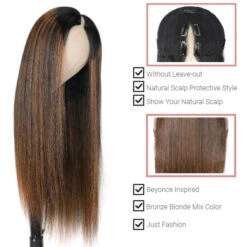 Hot Highlight Balayage Straight V/U Part Wig No Leave Out Glueless Human Hair Wigs Beginner Friendly 14 Hot Highlight Balayage Straight V/U Part Wig No Leave Out Glueless Human Hair Wigs Beginner Friendly -Ethereal Hair Shop straight highlight balayage virgin human hair shadow root wigs 7
