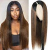 Hot Highlight Balayage Straight V/U Part Wig No Leave Out Glueless Human Hair Wigs Beginner Friendly -Ethereal Hair Shop straight highlight balayage virgin human hair shadow root wigs 8