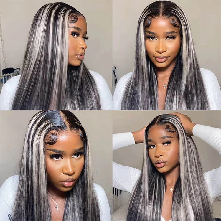 Blonde Highlights HD Lace Frontal Wigs 13x4/13x6 Glueless Straight Wigs Black Wig With #613 Blonde Highlight 10 Blonde Highlights HD Lace Frontal Wigs 13x4/13x6 Glueless Straight Wigs Black Wig With #613 Blonde Highlight - Image 8