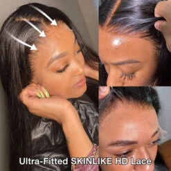 SKINLIKE HD Lace Frontal Wig 13x6 Ultra-Fitted Full Frontal Straight Human Hair Wigs With Pre Bleached Small Knots -Ethereal Hair Shop straightlacewig1