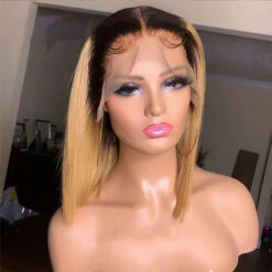 Ombre Honey Blonde Straight Hair Glueless 13x4 Lace Front Bob Wigs -Ethereal Hair Shop t1b 27bob 3