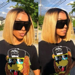 Ombre Honey Blonde Straight Hair Glueless 13x4 Lace Front Bob Wigs -Ethereal Hair Shop t1b 27bob 5