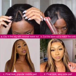 4/27 Blonde Highlight V/U Part Wigs Human Hair Straight V Part Wig Human Hair Minimal Leave Out No Lace 15 4/27 Blonde Highlight V/U Part Wigs Human Hair Straight V Part Wig Human Hair Minimal Leave Out No Lace -Ethereal Hair Shop v part4 27straighthighlight 7