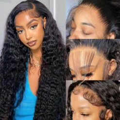 Water Wave Lace Frontal Wigs 100% High Quality Virgin Human Hair Wigs Pre Plucked -Ethereal Hair Shop water wave hd lace wigs 2 3