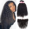 Brazilian Deep Wave Virgin Hair Weave 3 Bundles With 13*4 Lace Frontal 1 Brazilian Deep Wave Virgin Hair Weave 3 Bundles With 13*4 Lace Frontal -Ethereal Hair Shop waterwave3bundleswithlacefrontal 3