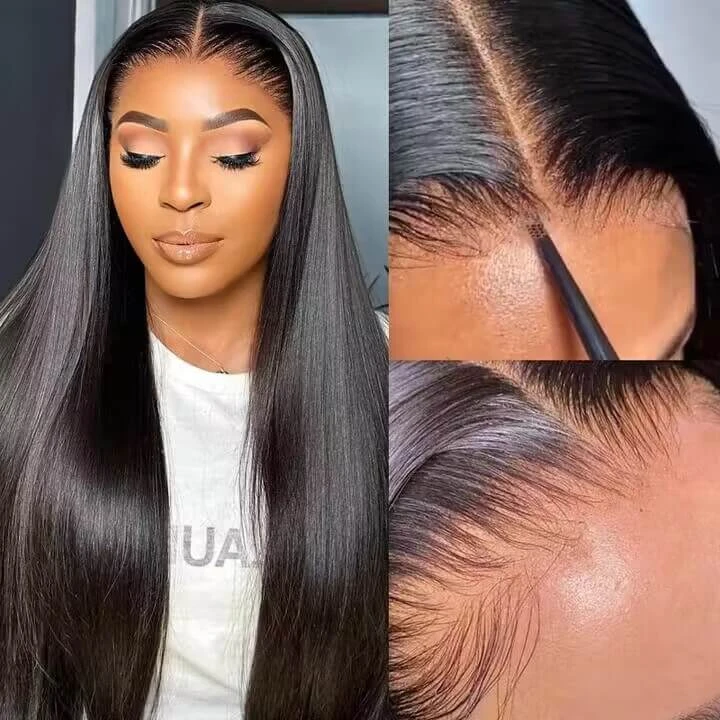 Glueless Straight Wig 8x5 Closure HD Lace 100% Human Hair Wigs With Invisible Bleached Small Knots 4 Glueless Straight Wig 8x5 Closure HD Lace 100% Human Hair Wigs With Invisible Bleached Small Knots - Image 2